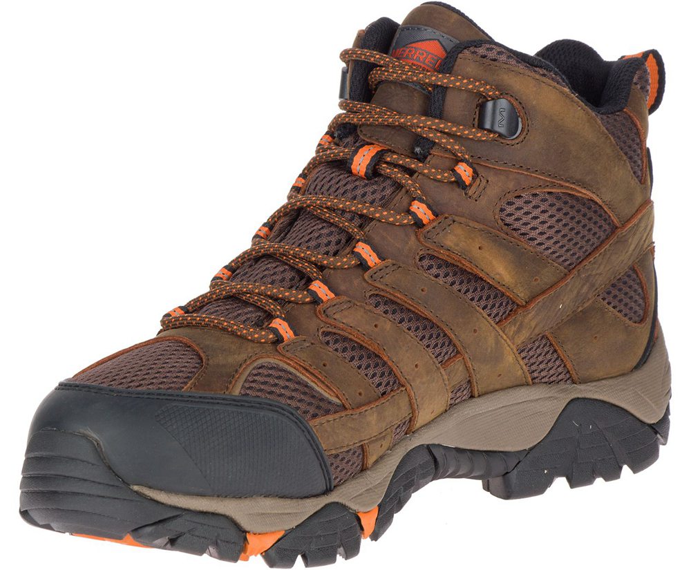 Kozaki Merrell Męskie Brązowe - Moab Vertex Mid Waterproof Sr - 362490-KTI